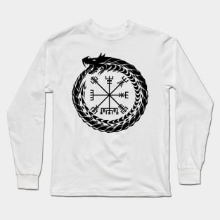 Ouroboros and Vegvisir (black symbol) Long Sleeve T-Shirt